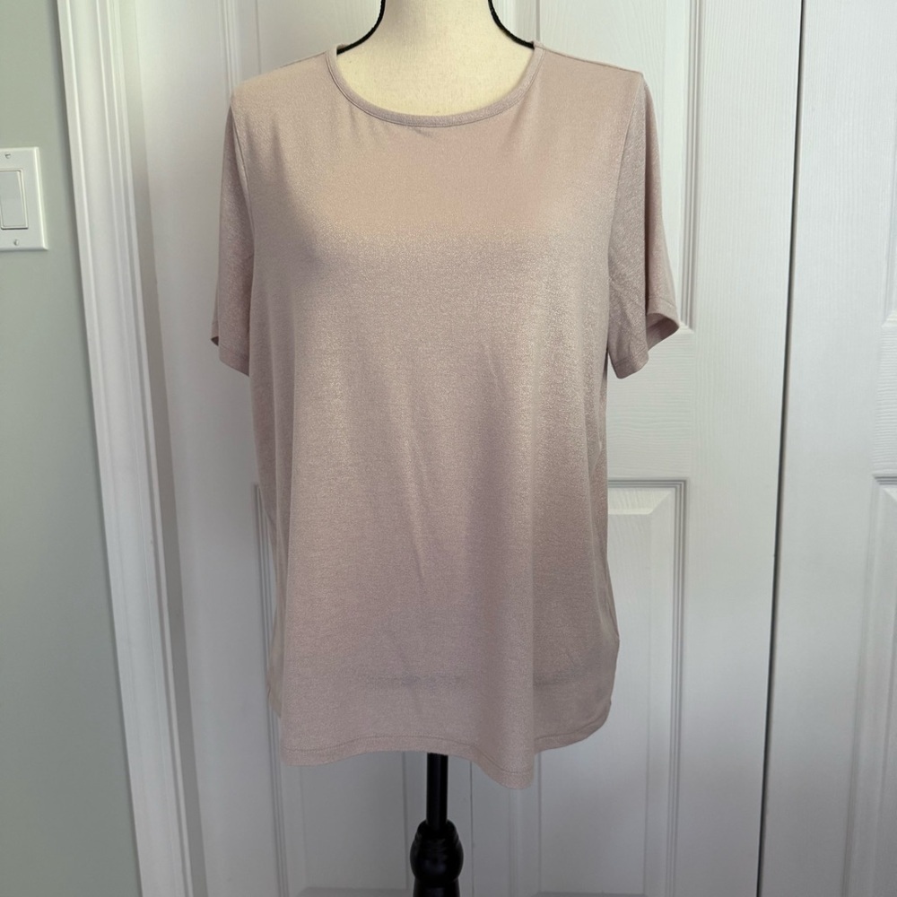 Old Navy Luxe Metallic Pink/Beige Top size Large Rayon blend